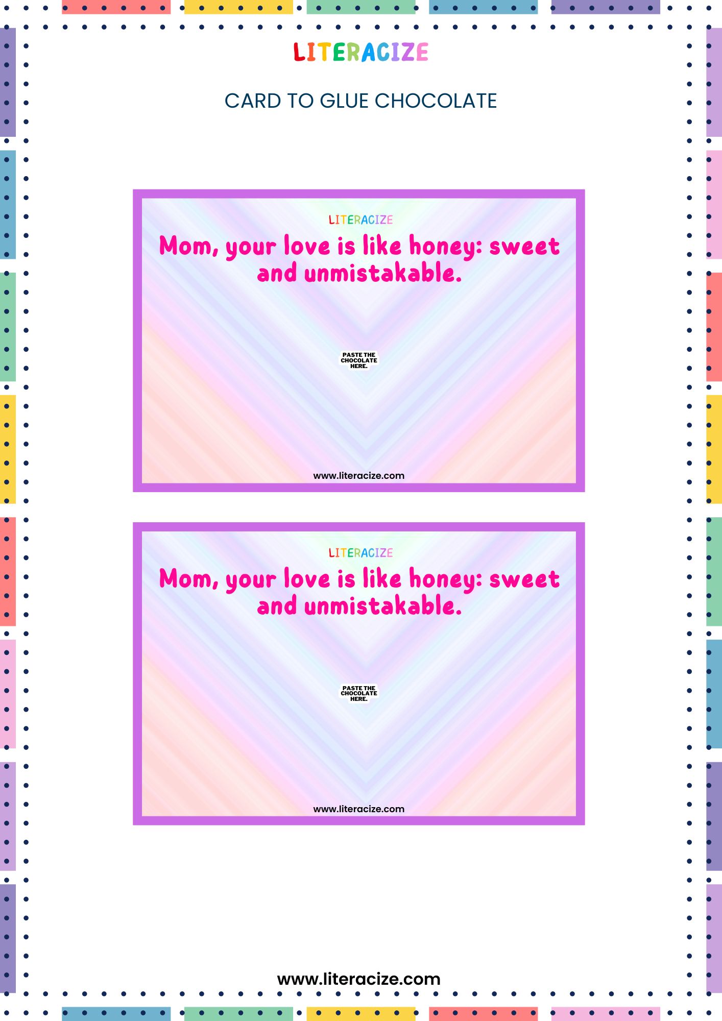 Mothers Day Crafts - Card to Glue Chocolate