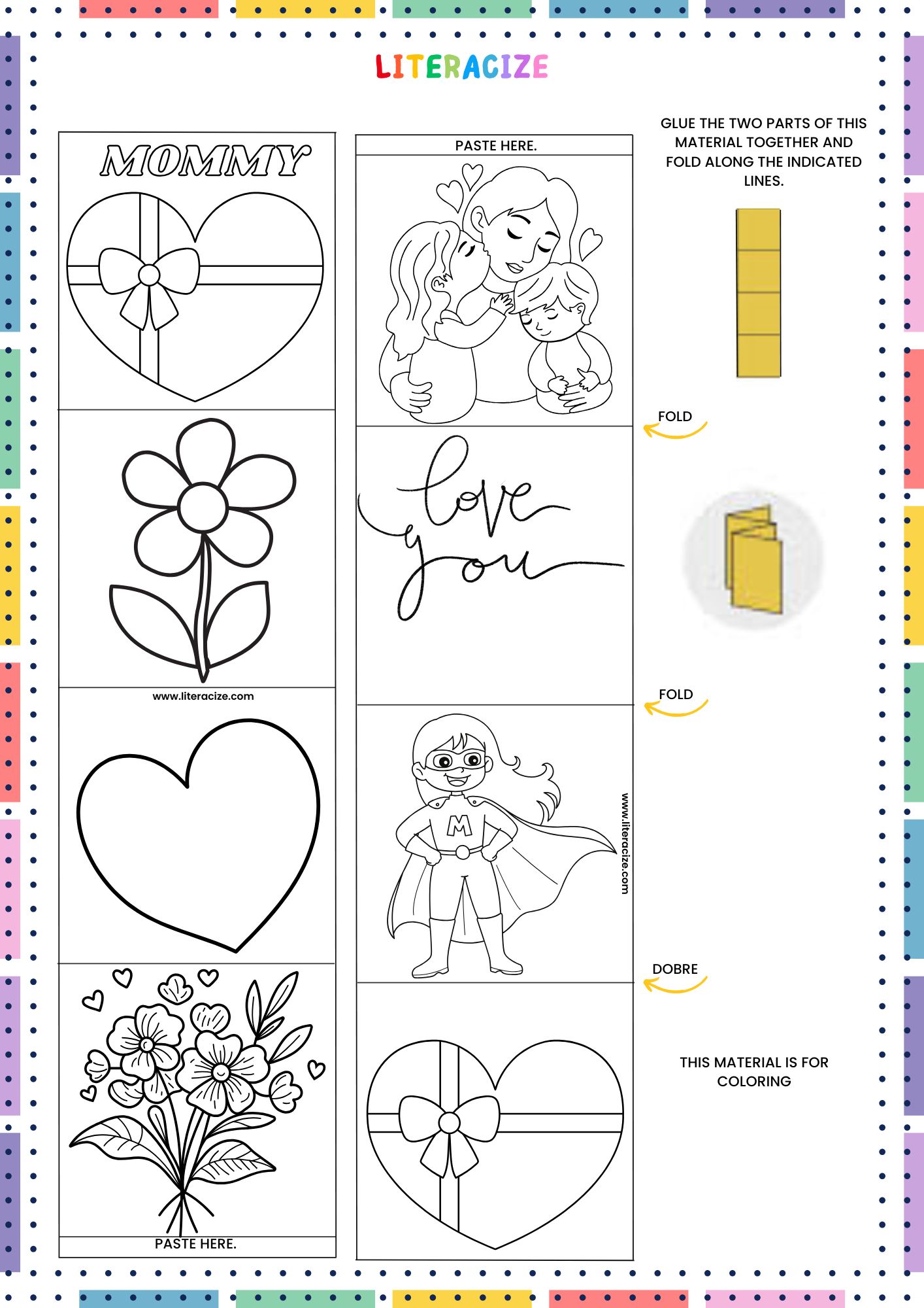 Mothers Day Crafts - paper folding for coloring